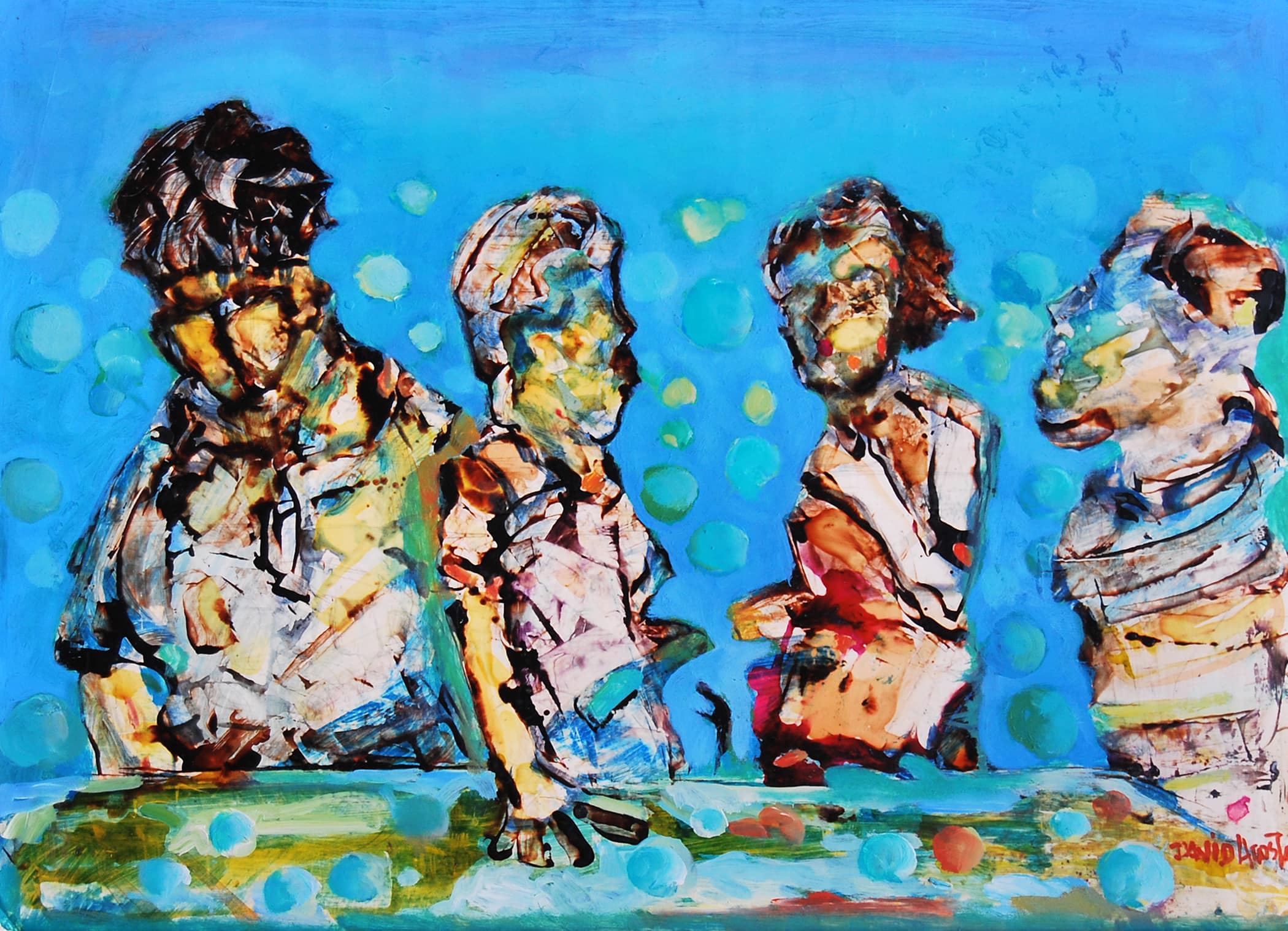 Untitled — David Acosta, Undated. Glass paint on card.