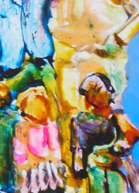 Detalle de textura de «Familia flotante»