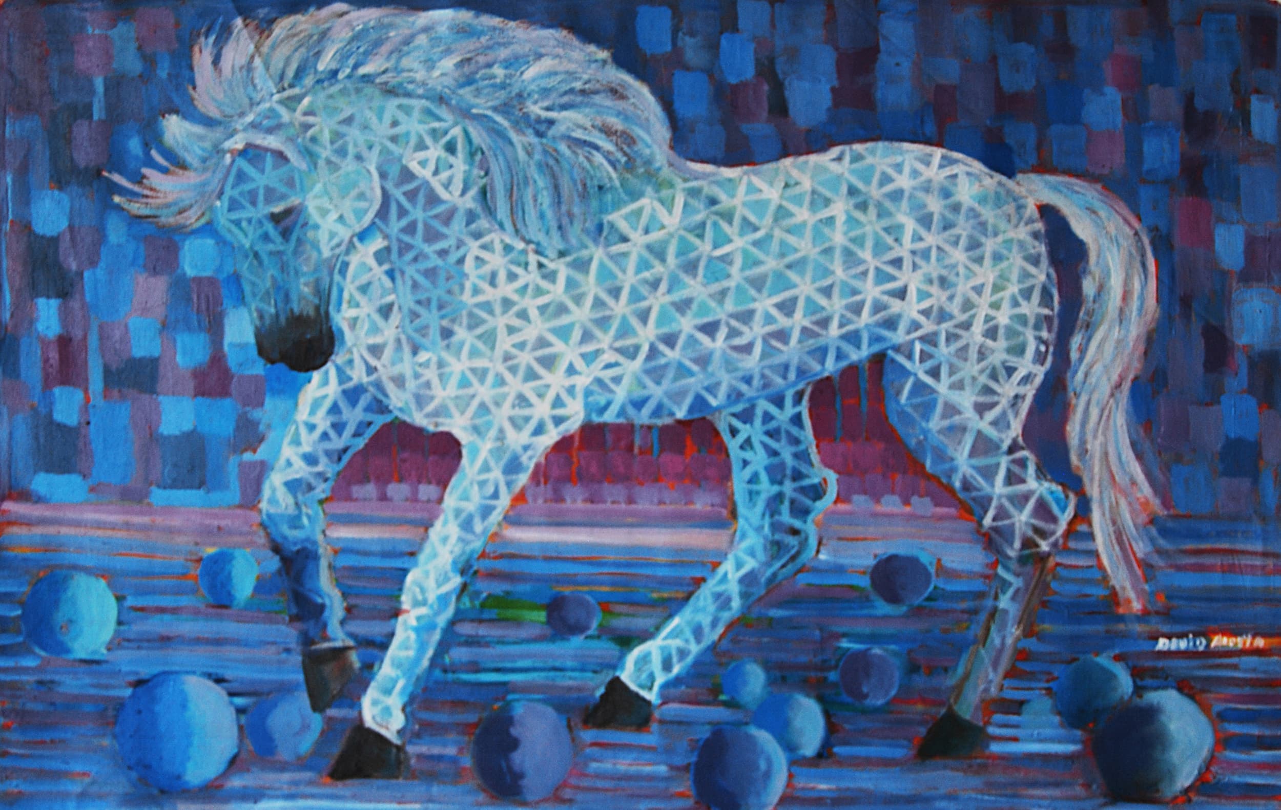 Pequeño caballo azul — David Acosta, Undated. Acrylic on canvas.