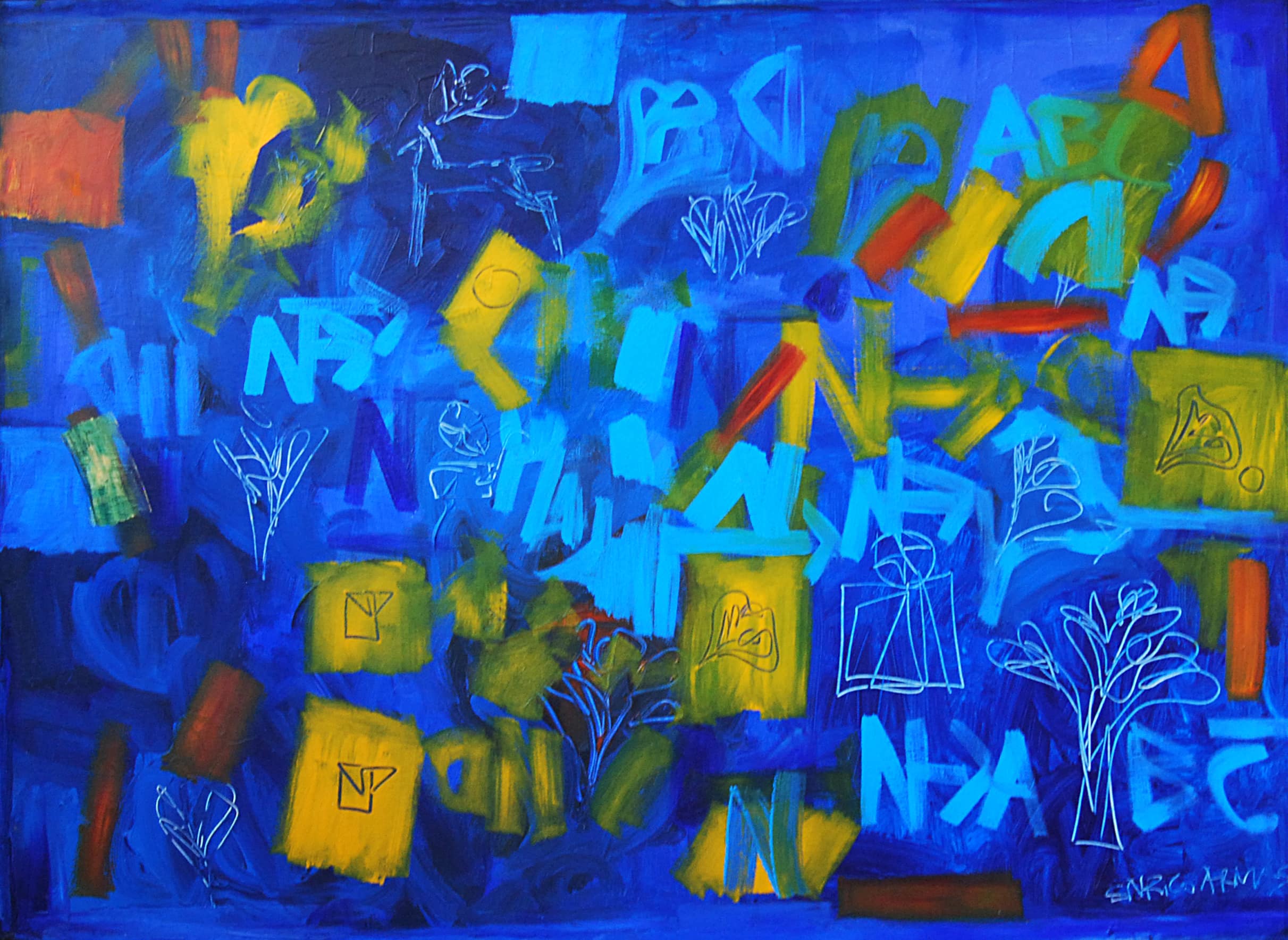 Ciudad azul — Enrico Armas, 2002. Acrílico sobre tela.